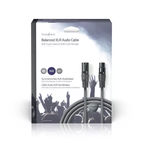 Nedis COTG15010GY200  balanced/szimmetrikus XLR 3 tűs dugó | XLR 3 tűs aljzat, 20m