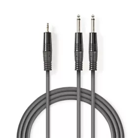   Nedis COTH23200GY30 félprofi audio kábel, 3,5mm sztero jack dugó - 2 x 6,35mm mono jack dugó, 3m, rugalmas