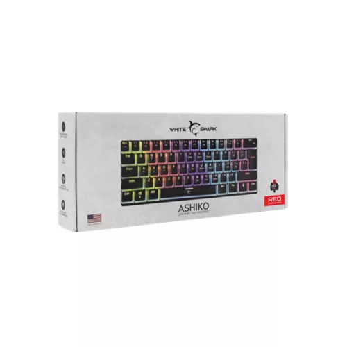 WHITE SHARK GK-2202-2B/R-US ASHIKO-2/B/R-US fekete mech. bill. angol, 61 piros kapcs