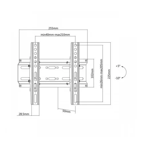 SBOX PLB-2522T-2 Fali konzol,dönthető,23-43 (58-109cm),45Kg,VESAmax:200x200