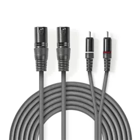   Nedis COTH15210GY15 balanced/szimmetrikus félprofi XLR audio kábel, 2x XLR 3 tűs dugó - 2x RCA dugó, 1,5m