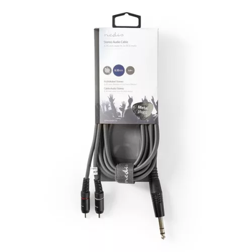 Nedis COTH23300GY30 félprofi XLR audio kábel, 6,35mm sztereo jack dugó - 2x RCA dugó, 3m