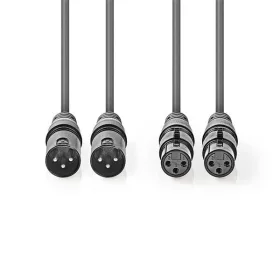   Nedis COTH15030GY30 balanced/szimmetrikus félprofi XLR audio kábel, 2 x XLR 3p dugó - 2 x XLR 3p aljzat, 3m, rugalmas