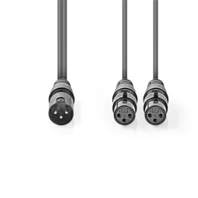   Nedis COTH15025GY15 balanced/szimmetrikus félprofi XLR audio kábel, XLR 3p dugó - 2 x XLR 3p aljzat, 1.5m, rugalmas