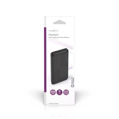 Nedis UPBKPD10000BK powerbank, hordozható külső akkumulátor, power bank 10000mAh