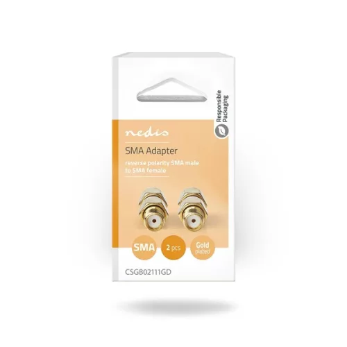 Nedis CSGB02111GD SMA dugó - aljzat fordított polarítású adapter, 50 Ohm, réz, aranyozott, 2db/csomag