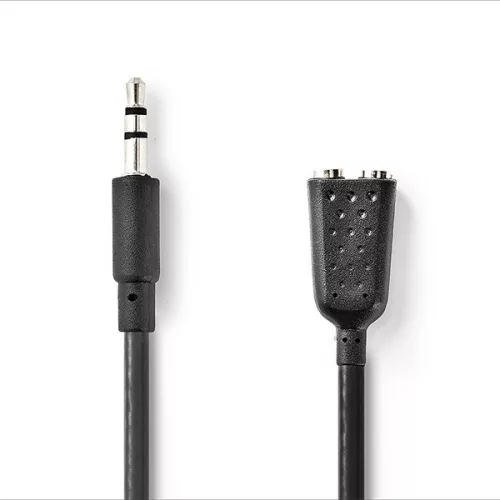 Nedis CAGB22100BK02 sztereo audio kábel, 3,5 mm sztereo jack dugó - 2x 3,5 mm jack aljzat, 0,20m