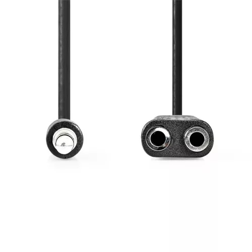 Nedis CAGB22100BK02 sztereo audio kábel, 3,5 mm sztereo jack dugó - 2x 3,5 mm jack aljzat, 0,20m