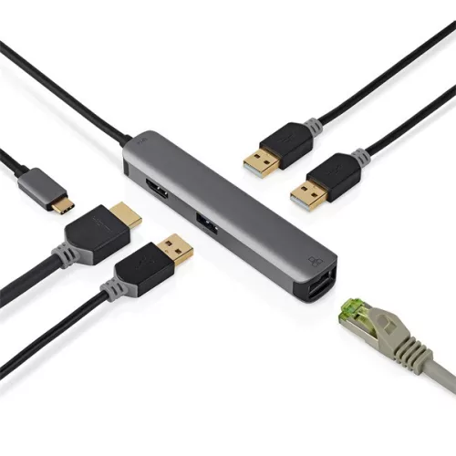 Nedis CCBW64210AT02 USB-C (USB C) dugó - 3x USB, HDMI, RJ45, 5 Gbps