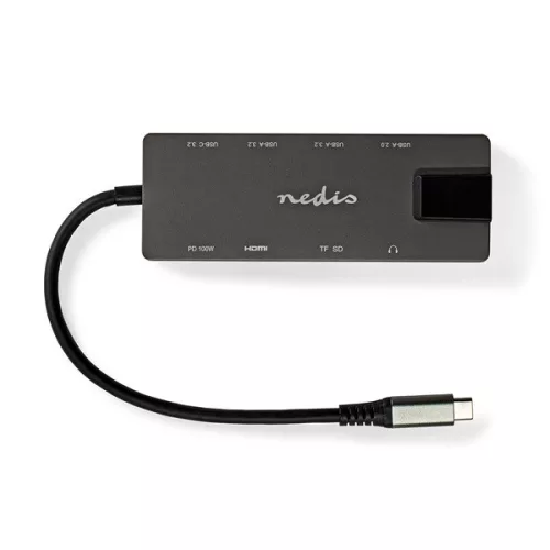 Nedis CCBW64775AT02 USB-C (USB) dokkoló (HUB) - multi port, USB 3.2 Gen 1, USB-C 100W PD, HDMI, RJ45, SD kártyaolvasó
