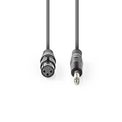 Nedis COTH15120GY15 félprofi audio kábel, 6,35mm mono jack dugó - 3p XLR aljzat, hossz 1,5m, rugalmas