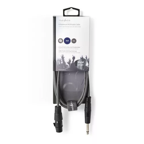 Nedis COTH15120GY15 unbalanced / asszimetrikus félprofi audio kábel, 6,35mm mono jack dugó - 3p XLR aljzat, hossz 1,5m