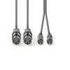 Nedis COTH15230GY30 félprofi audio kábel, 2x XLR aljzat - 2x RCA dugó, 3m