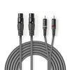 Nedis COTH15230GY30 félprofi audio kábel, 2x XLR aljzat - 2x RCA dugó, 3m