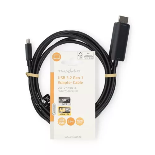 Nedis CCGL64655BK20 USB C (USB-C) - HDMI kábel, USB 3.2 Gen 1, 4K@60Hz, hossz 2m
