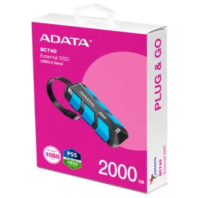 ADATA SSD Külső USB 3.2 2TB SC740, Type-C, Kék