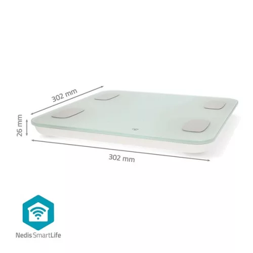 Nedis BTHPS11WT Bluetooth® okos személy mérleg, max. terhelés 180kg, Android™ / IOS