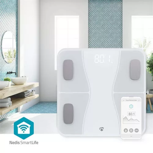 Nedis BTHPS11WT Bluetooth® okos személy mérleg, max. terhelés 180kg, Android™ / IOS