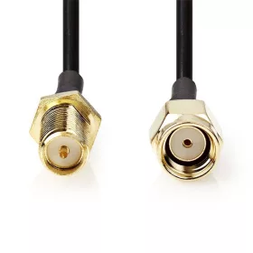   Nedis CSGL02210BK10 SMA kábel, RP SMA férfi, RP SMA női, Aranyozott, 50 Ohm, Egyetlen árnyékolt, 1 m