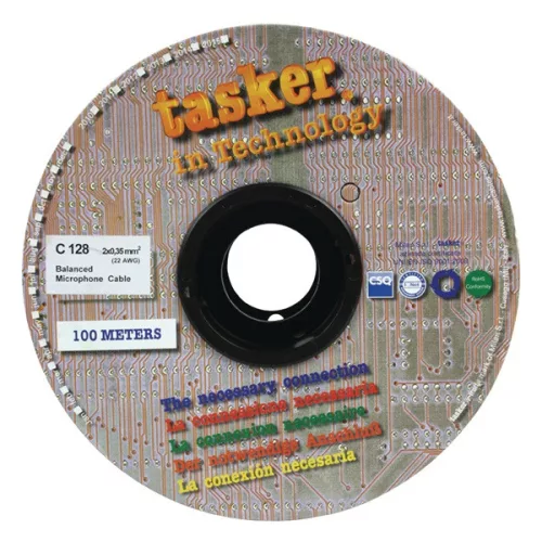 Tasker TASR-C128-BLK mikrofon kábel 2 x 0,35 mm2, 100m/tekercs