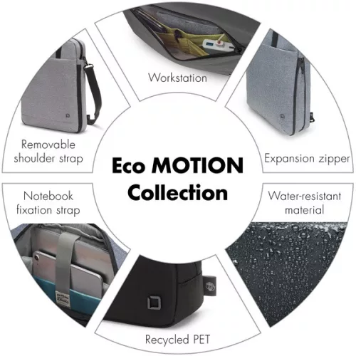 DICOTA D31876-RPET Notebook hátizsák Eco MOTION 13 - 15.6" Világosszürke