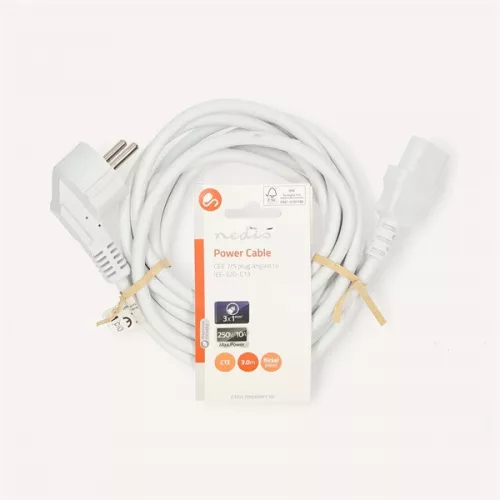 Nedis CEGL10000WT30 táp kábel IEC-320-C13, 3 x 1mm˛ hossz 3m, fehér