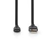 Nedis CCGB60800BK15 flexibilis USB A - USB C (USB-C) kábel, USB2.0, 15W, hossz 1,5m, fekete rugalmas szilikon