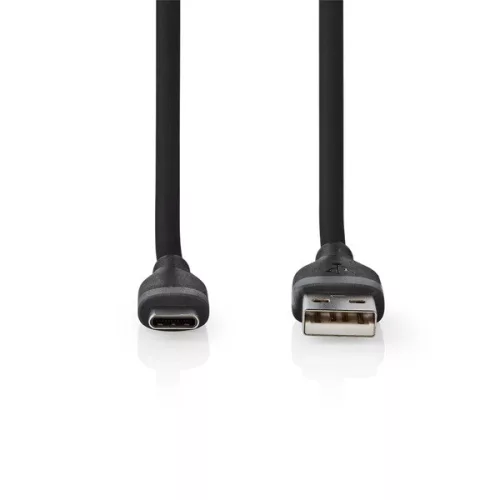 Nedis CCGB60800BK15 flexibilis USB A - USB C (USB-C) kábel, USB2.0, 15W, hossz 1,5m, fekete rugalmas szilikon