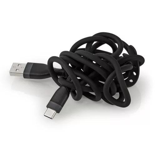 Nedis CCGB60800BK15 flexibilis USB A - USB C (USB-C) kábel, USB2.0, 15W, hossz 1,5m, fekete rugalmas szilikon