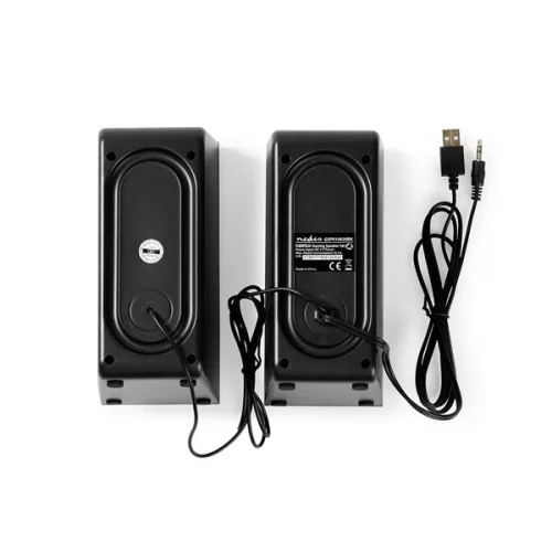 Nedis GSPR10020BK aktív gamer hangszóró 2.0, USB tápellátás, 3,5 mm jack, 18 W, Hangerőszabályozó