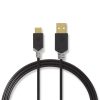 Nedis CCBW60601AT20 USB kábel, USB2.0 Gen 1, USB-A dugó - USB-C dugó, 60 W | 480 Mbps, 2 m