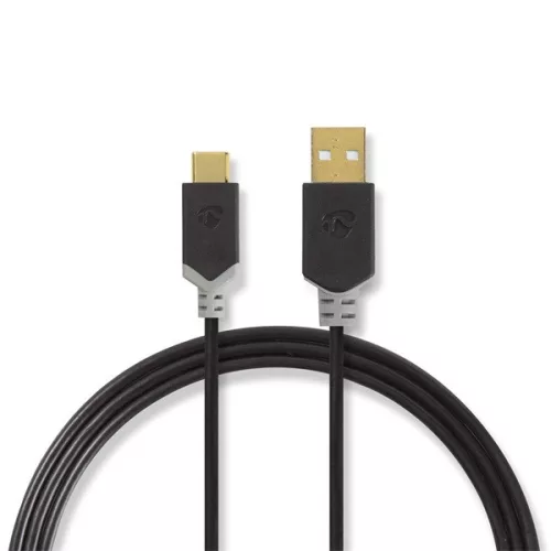 Nedis CCBW60601AT20 USB kábel, USB2.0 Gen 1, USB-A dugó - USB-C dugó, 60 W | 480 Mbps, 2 m