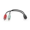Nedis CAGB22160BK02 sztereo audio kábel, 2x 3,5 mm jack dugó - 3,5 mm sztereo jack aljzat, 0,20m