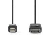 Nedis CCGL37400BK20 mini Displayport1.2 kábel, Display port dugó, 21.6 Gbps, 2m