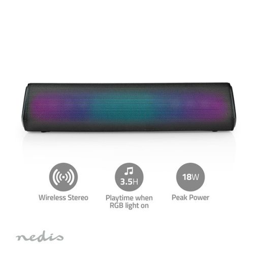 Nedis SPBT2006BK akkumulátoros bluetooth hangszóró 18W, 6 óra játékidő, beépített mikrofon