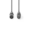 Nedis COTH15010GYO5 balanced/szimmetrikus félprofi XLR audio kábel,XLR dugó- aljzat, 0.5m, rugalmas