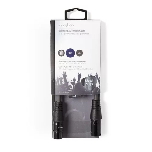 Nedis COTH15010GYO5 balanced/szimmetrikus félprofi XLR audio kábel,XLR dugó- aljzat, 0.5m, rugalmas