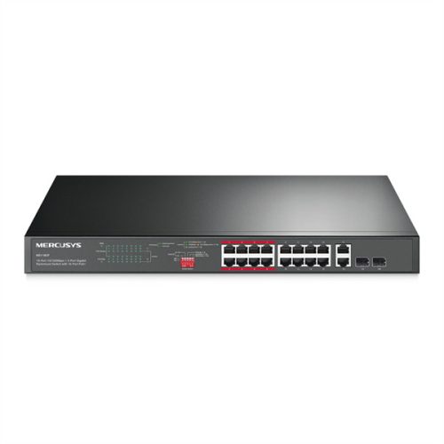 MERCUSYS Switch 18x1000Mbps(16xPOE+) + 2xSFP, Fémházas Asztali Rackes, MS120GP