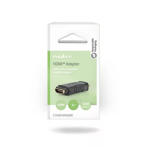 Nedis CVGB34906BK mini HDMI dugó - HDMI aljzat átalakító adapter