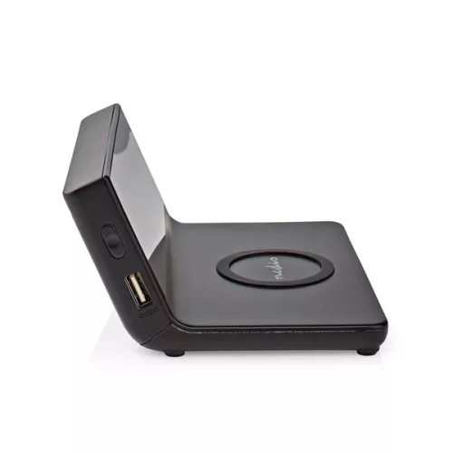 Nedis WCACQ20BK ébresztő óra vezeték nélküli telefon töltővel, Qi tanúsítvánnyal rendelkező 5 / 7,5 / 10 / 15 W töltés