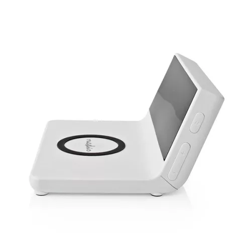 Nedis WCACQ20WT ébresztő óra vezeték nélküli telefon töltővel, Qi tanúsítvánnyal rendelkező 5 / 7,5 / 10 / 15 W töltés