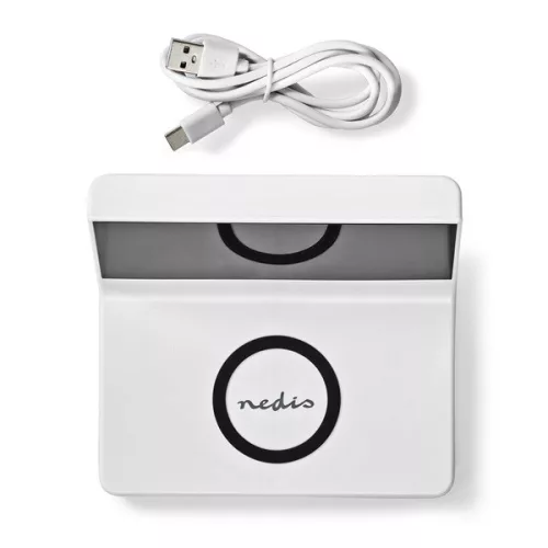 Nedis WCACQ20WT ébresztő óra vezeték nélküli telefon töltővel, Qi tanúsítvánnyal rendelkező 5 / 7,5 / 10 / 15 W töltés