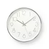 Nedis CLWA015PC30SR falióra, 30 cm átmérő,  1 x AA, ezüst/fehér, quarz technológia, 1,5V