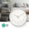 Nedis CLWA015PC30SR falióra, 30 cm átmérő,  1 x AA, ezüst/fehér, quarz technológia, 1,5V