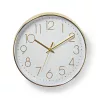Nedis CLWA015PC30GD falióra, 30 cm átmérő,  1 x AA, arany/fehér, quarz technológia, 1,5V