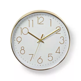   Nedis CLWA015PC30GD falióra, 30 cm átmérő,  1 x AA, arany/fehér, quarz technológia, 1,5V