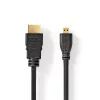 Nedis CVGL34700BK15 micro HDMI - HDMI kábel 4K@30Hz, 10.2 Gbps, 1.50 m
