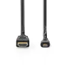 Nedis CVGL34700BK15 micro HDMI - HDMI kábel 4K@30Hz, 10.2 Gbps, 1.50 m
