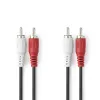 Nedis CAGL24200BK100 sztereo audio kábel, 2 X RCA dugó - 2 X RCA dugó, hossz 10m