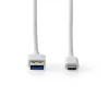 Nedis CCGW61600WT10 USB 3.2 Gen 1, USB-A dugó - USB-C (USB C) dugó kábel, 60W, 1m